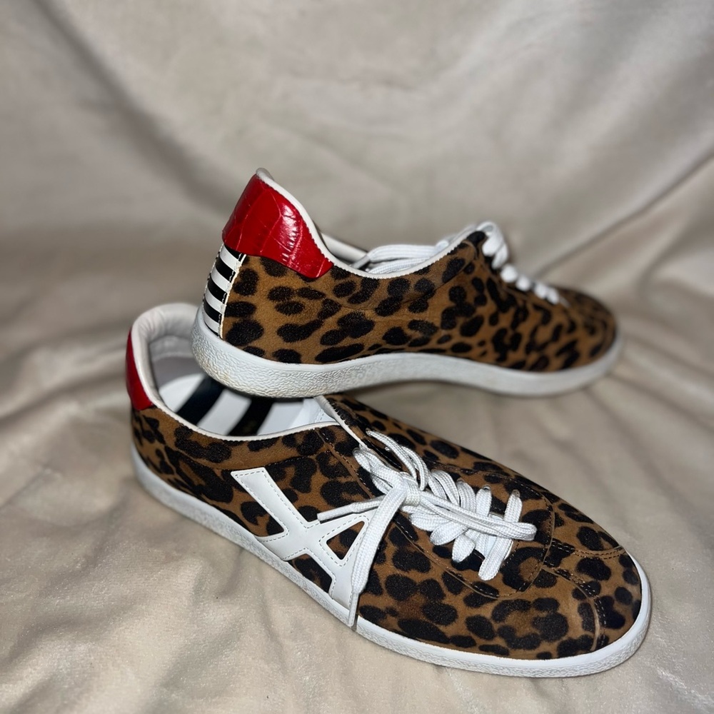 Aquazzura Leopard Print Sneakers with Red Accents
